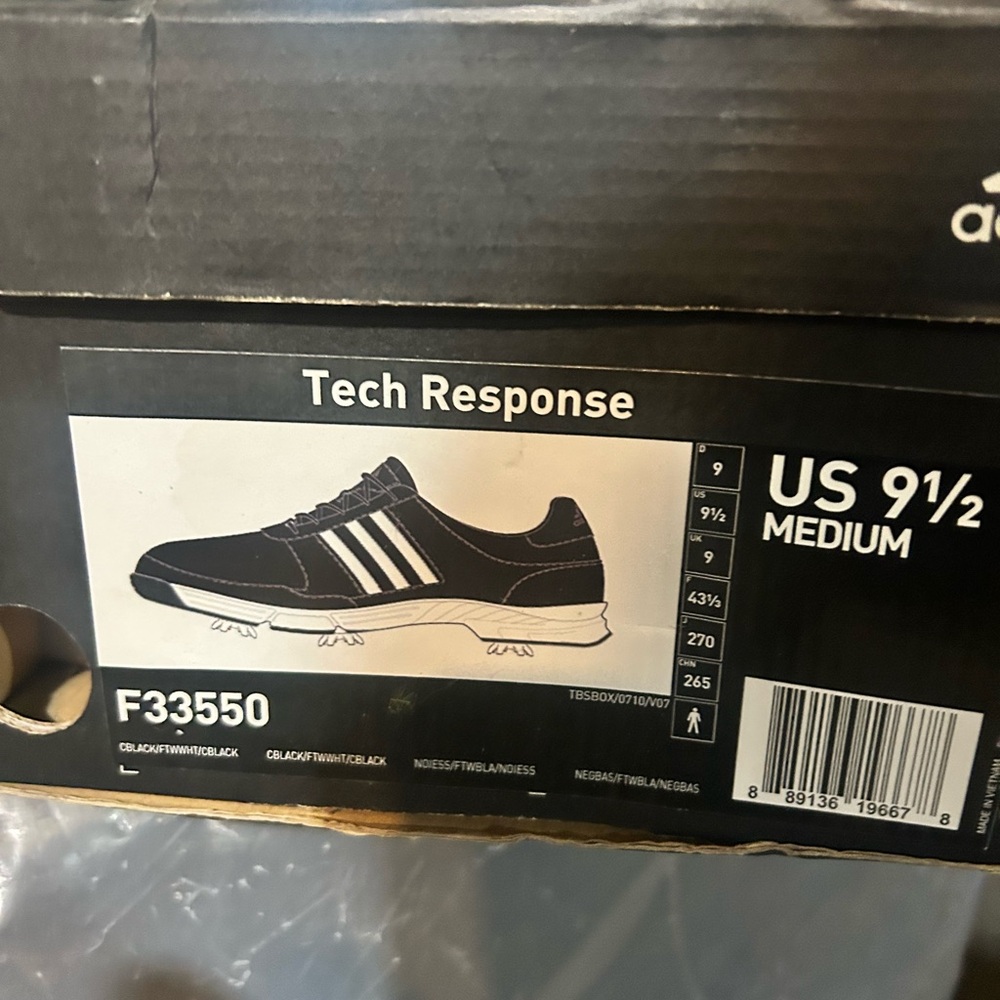 Adidas Tech Response Black and White Golf Shoes